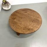 Duo of large modernist tripod coffee tables
