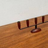 Teak candlestick in mid-century Danish string style, 1960s.