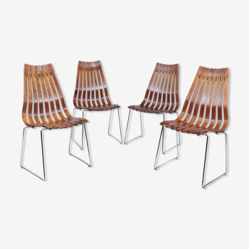 Ensemble de 4 chaises à manger du milieu du siècle par Hans Brattrud pour Hove Mobler