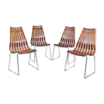 Ensemble de 4 chaises à manger du milieu du siècle par Hans Brattrud pour Hove Mobler