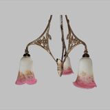 P. crespy art deco chandelier blend of bronze, pink, yellow