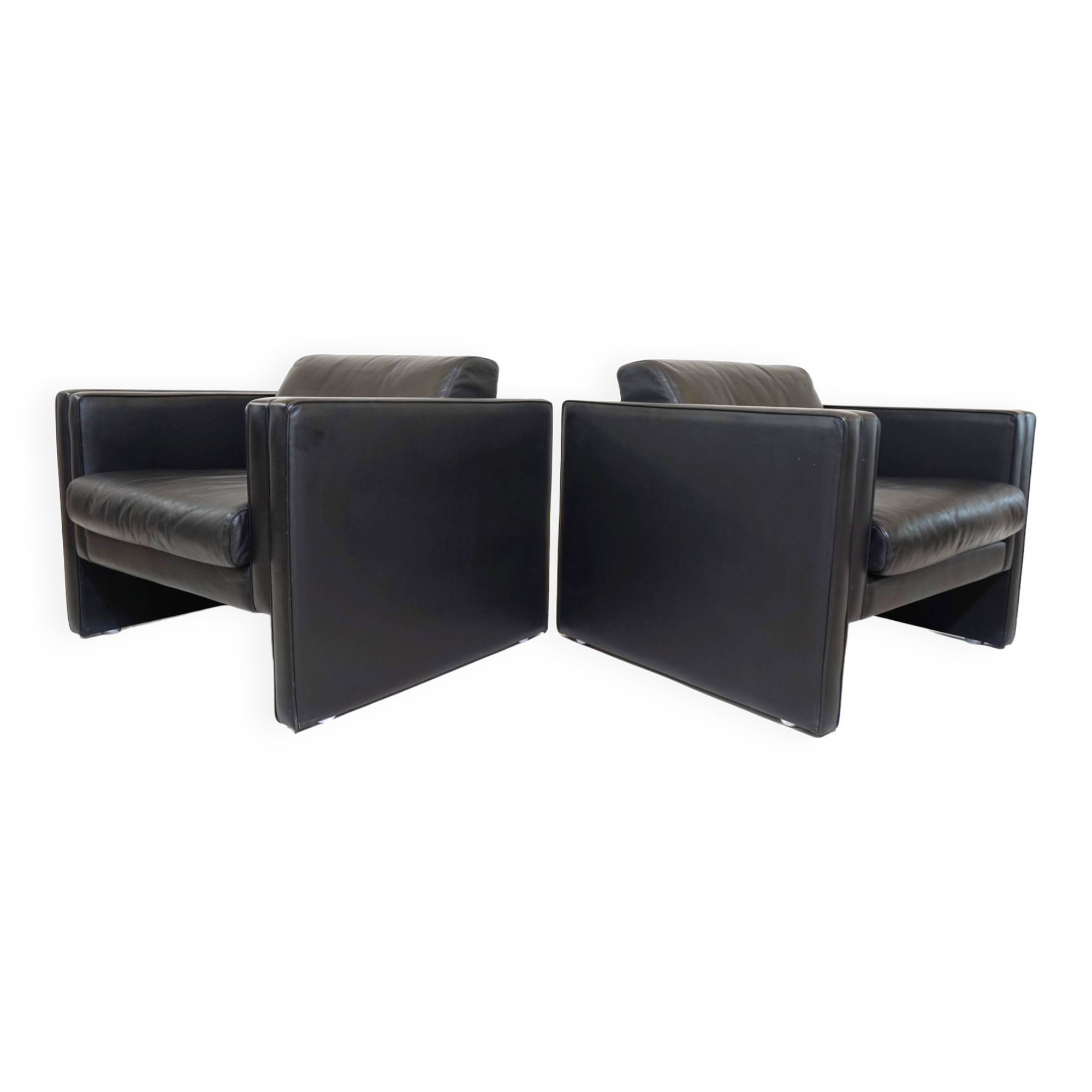 Knoll Studio Line set of 2 leather armchairs by Jürgen Lange