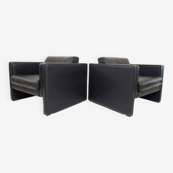 Knoll Studio Line set of 2 leather armchairs by Jürgen Lange