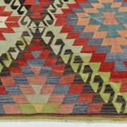 6x10 Green & Red Tribal Vintage Kilim Rug, 199x320Cm