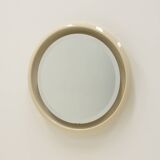 Large round ceramic floating mirror with light, 1960s.