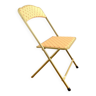 Chaise pliante vintage upcyclée  - flower jaune
