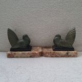 Pair of greenhouse book Art Deco animal sculpture marble base