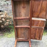 Old cherry farmhouse table with 3 drawers and turned legs