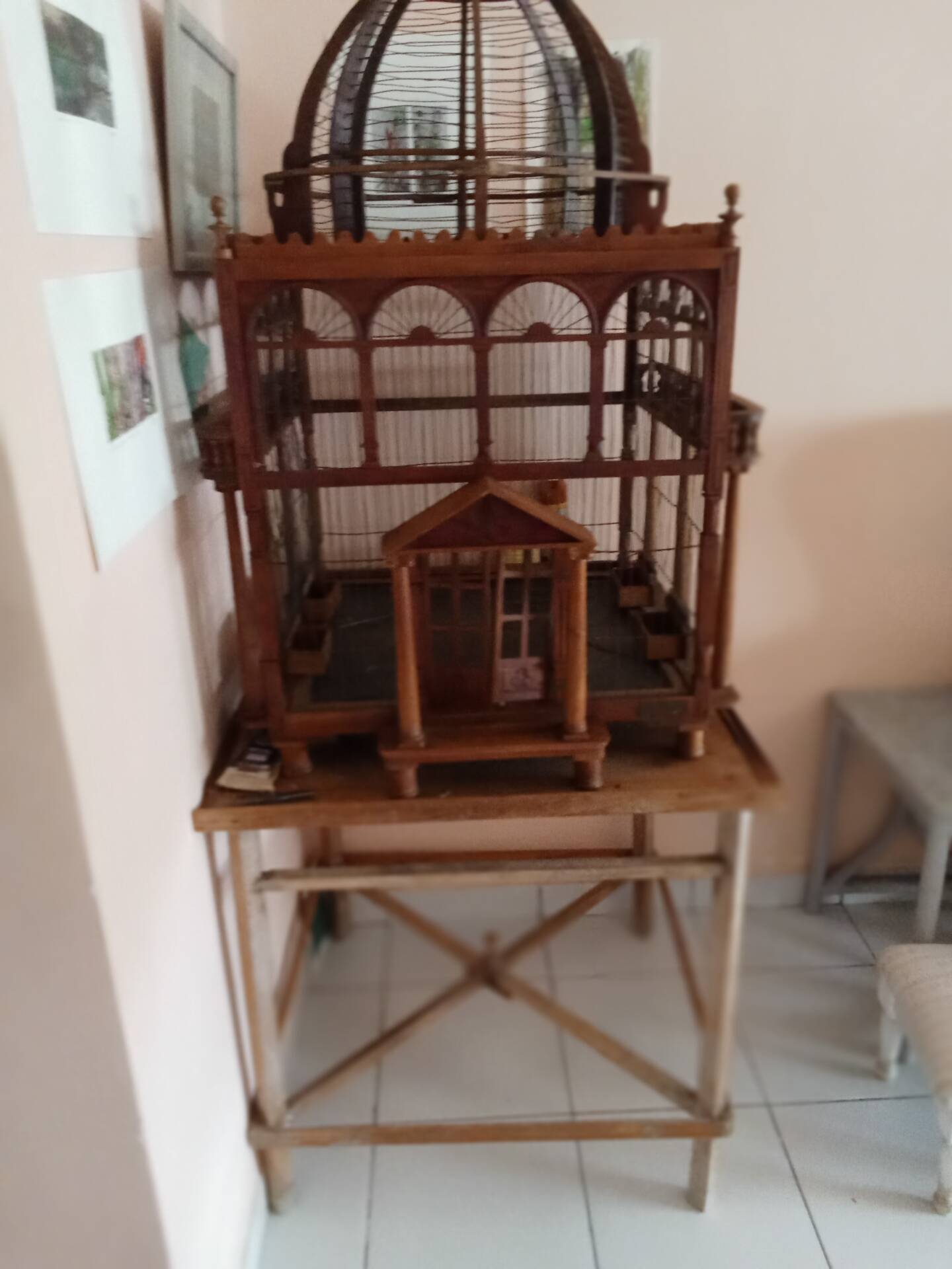 Victorian wooden birdcage