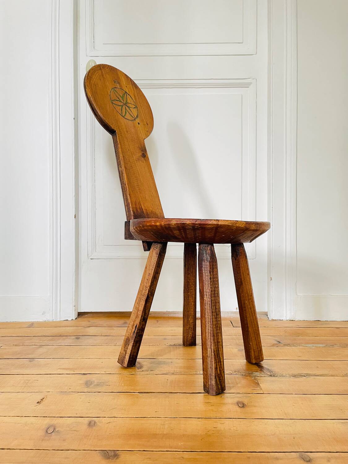 Antique brutalist chair in pine and oak