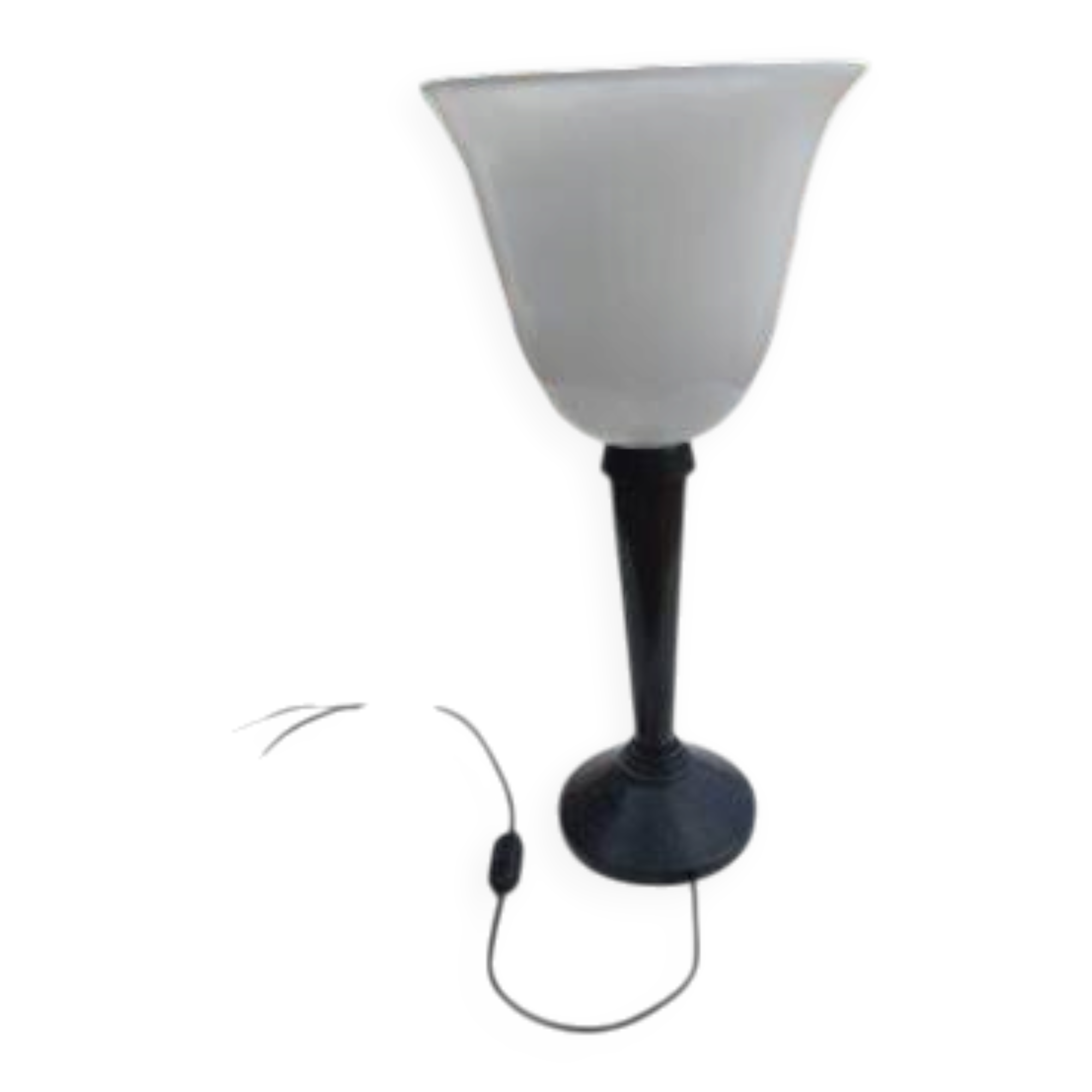 Lampe Jumo bakélite et opaline blanche