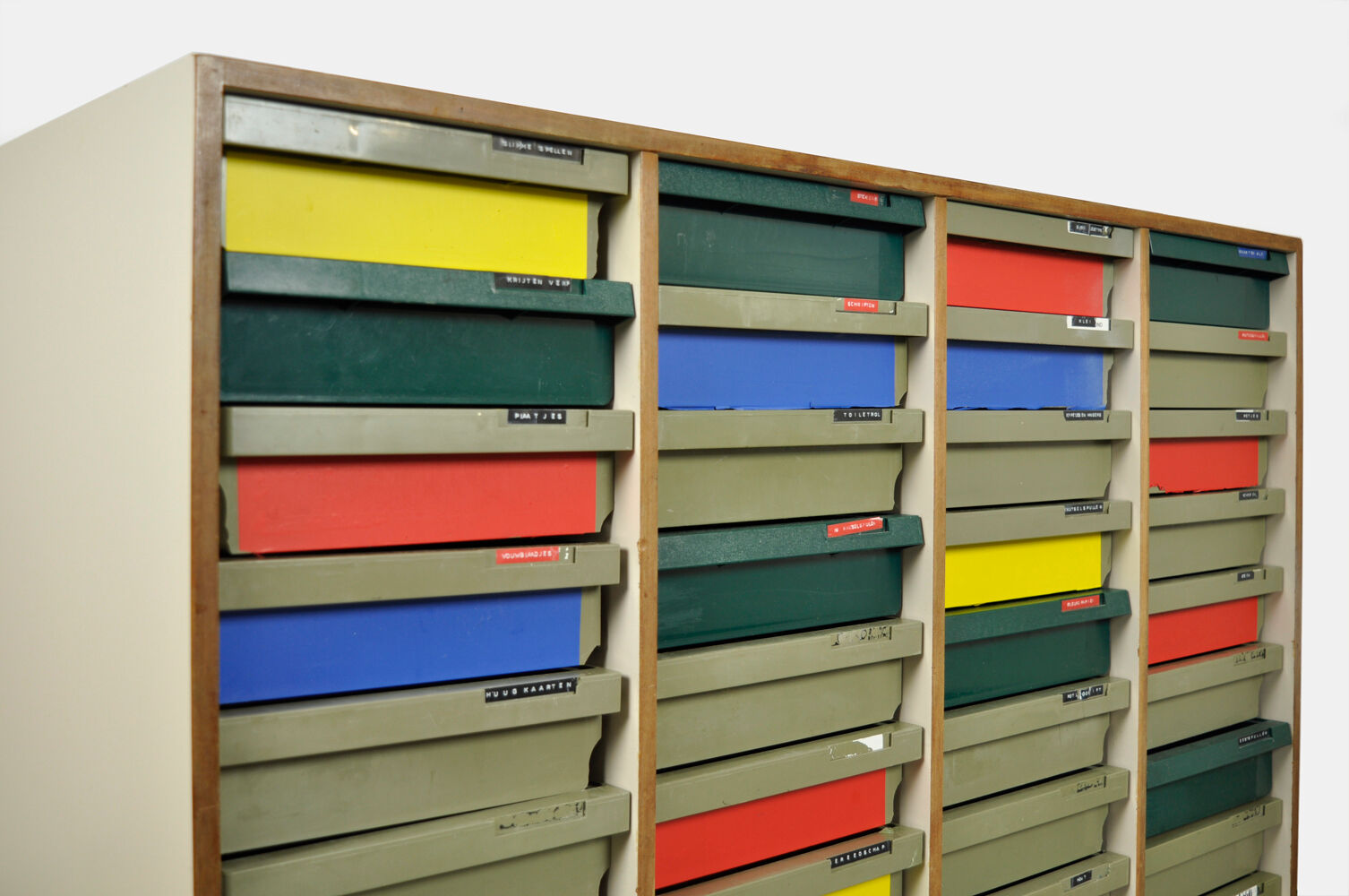 Dutch schoolcabinet with coloured drawers, 1970s