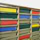 Dutch schoolcabinet with coloured drawers, 1970s