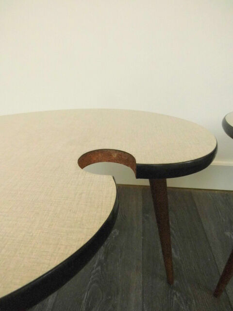 Paire de tables basse tripode vintage années 50