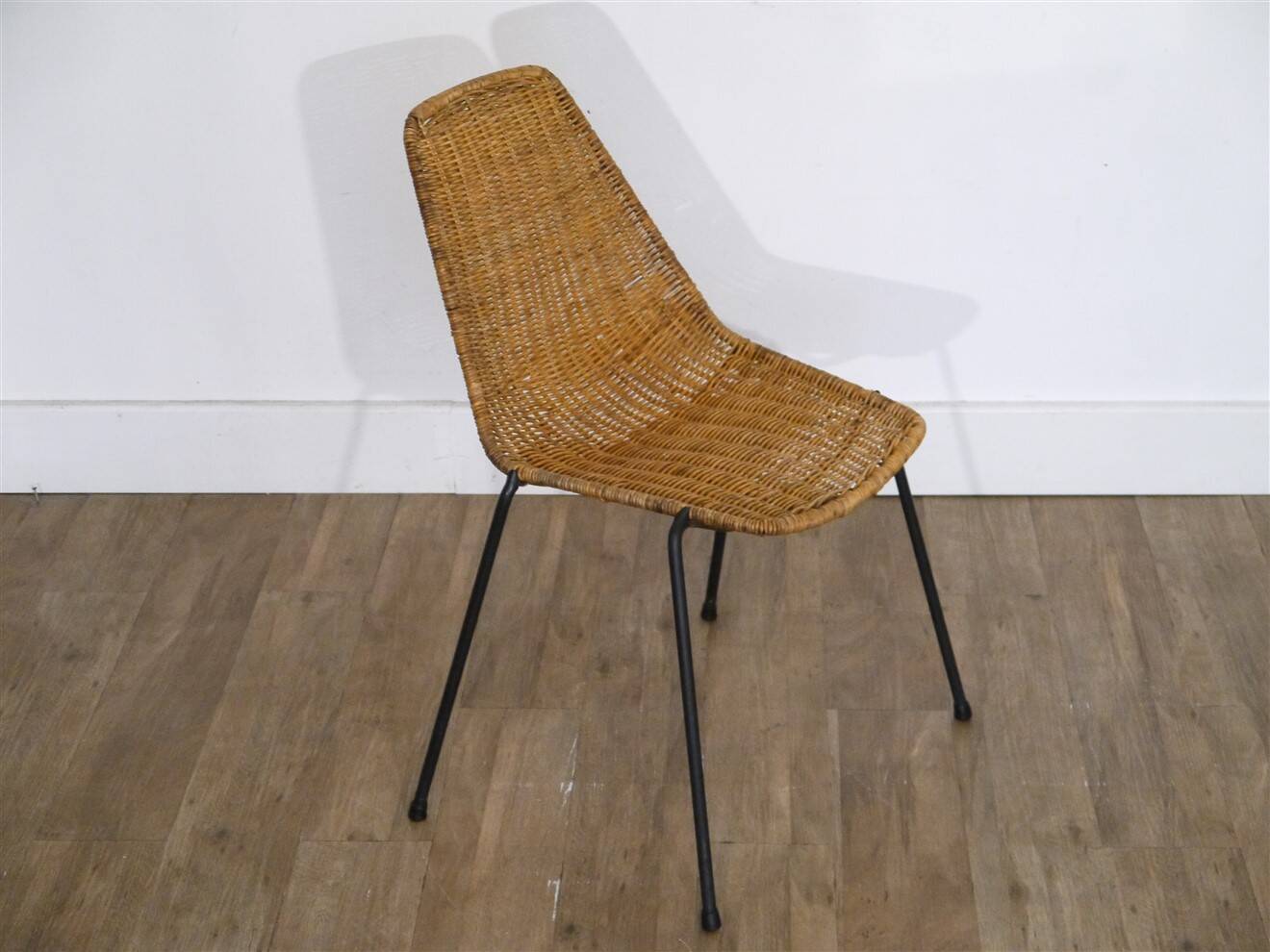 G.Franco Legler rattan and metal basket chair