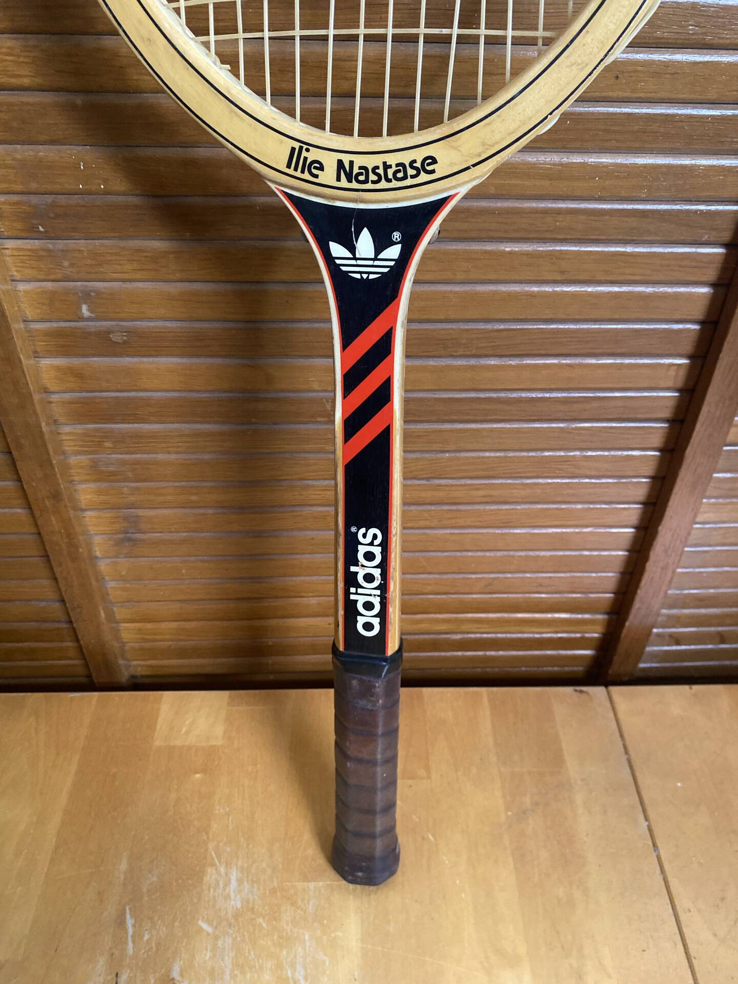 Vintage adidas tennis racket ilie năstase wood + case #e2