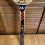 Vintage adidas tennis racket ilie năstase wood + case #e2