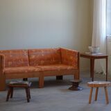 Danish Mid-Century Two-Seat Sofa in Oak, Reupholstered, by Tage Poulsen, 1960s