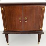 Pair of Black Walnut Nightstands with Marble Top ascr. to Paolo Buffa, Ita