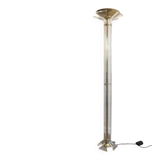 Rare lampadaire de parquet en laiton doré et plexiglass