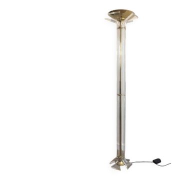Rare floor lamp in gilded brass and plexiglass