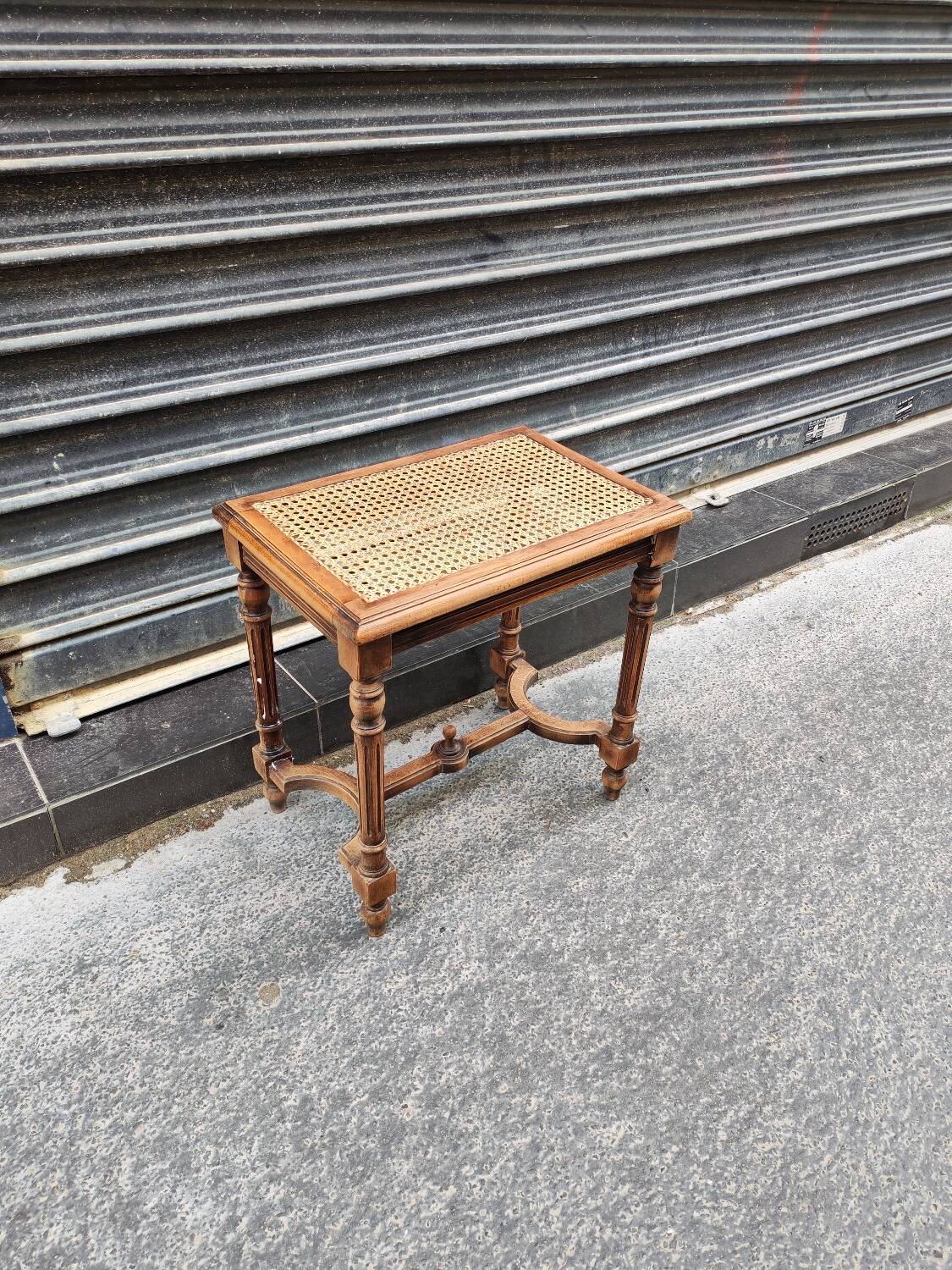 Wooden and cane bench