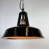 Industrial french black enamel pendant lamp from mazda, 1960s