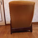 Fauteuil vintage en tissu moutarde