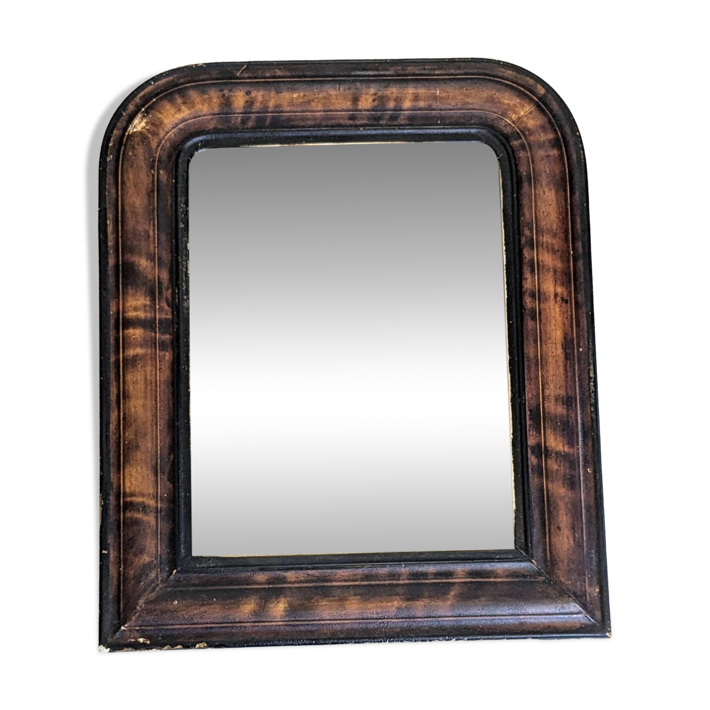 19th century Louis-Philippe mirror – original glass & marbled frame – 37x31 cm