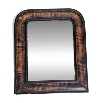 19th century Louis-Philippe mirror – original glass & marbled frame – 37x31 cm