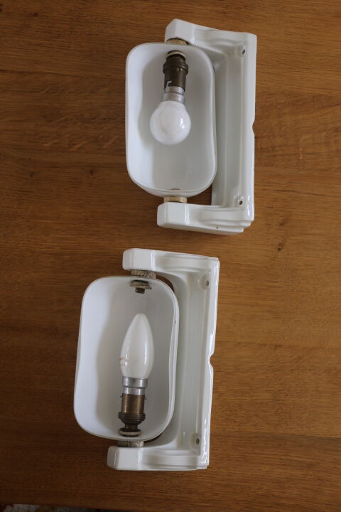 2 ceramic and opaline wall lamps 1940