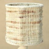White ceramic lamp with wool lampshade, 1950s