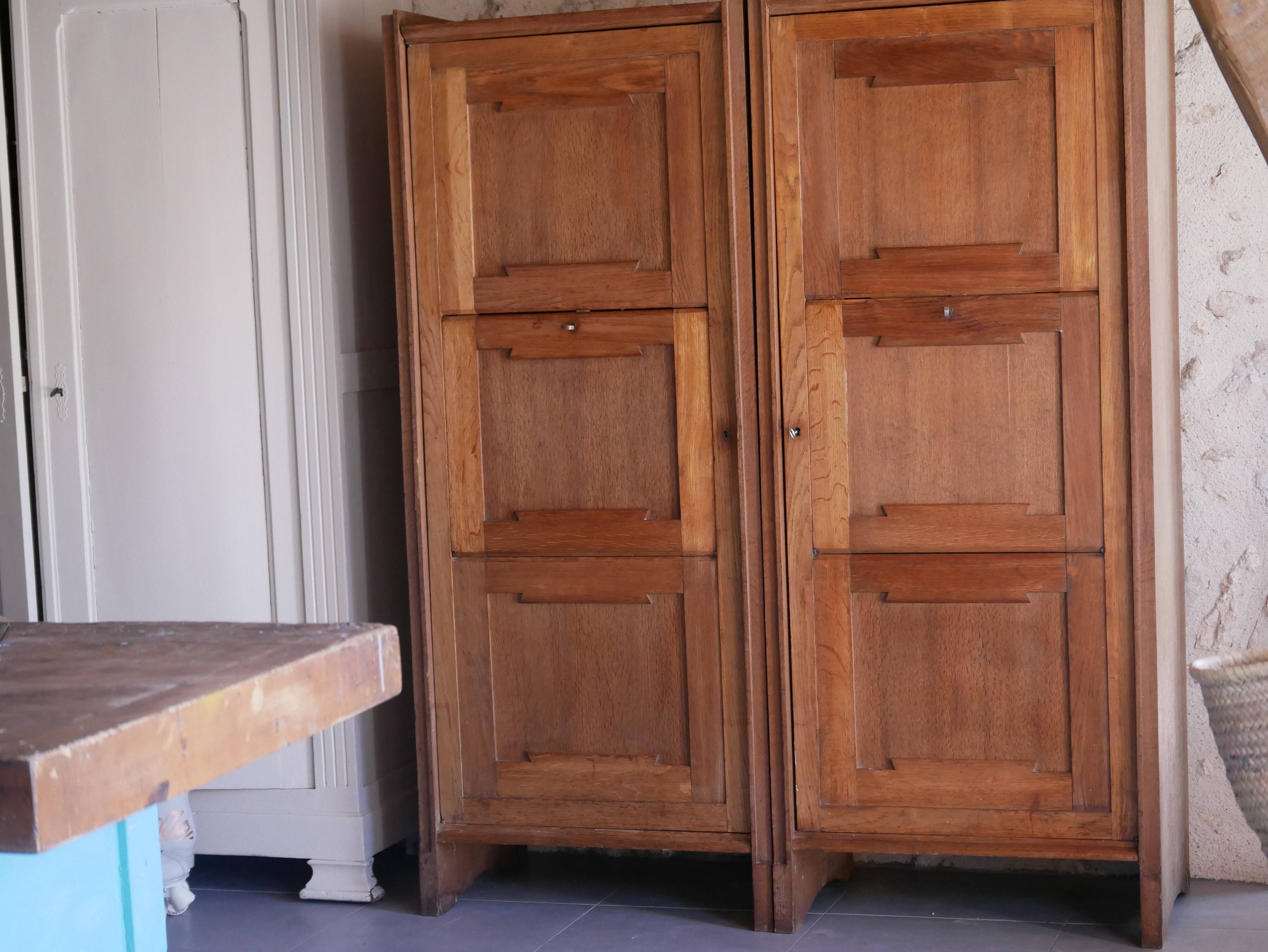 Pair of twin secretary cabinets