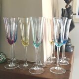 Set of 10 colorful champagne flutes