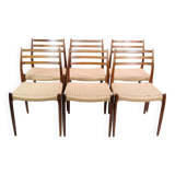 Set Of 6 Dining Chairs Model 78 Made In Rosewood By N. O Møller From 1950s