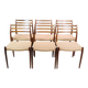Lot de 6 chaises de salle à manger modèle 78 fabriquées en palissandre par N. O Møller des années 1950
