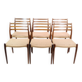 Lot de 6 chaises de salle à manger modèle 78 fabriquées en palissandre par N. O Møller des années 1950