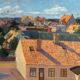 Large Original Swedish Oil on Panel – "Urban Landscape" by Wilhelm Matton – Signed – Dated 1947 – Framed – 83 × 73 cm (32.7 in × 28.7 in)