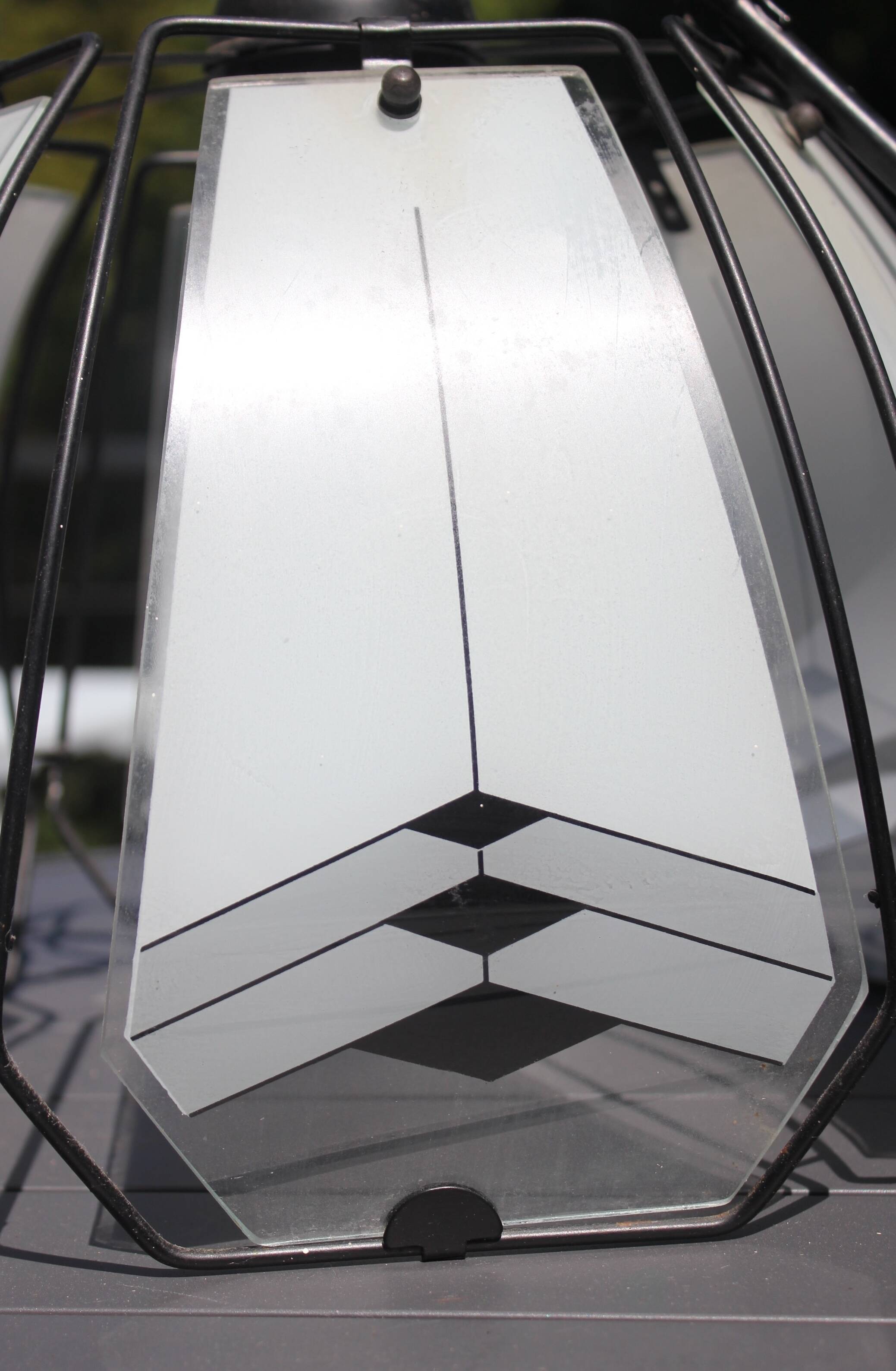 50s design metal and glass tulip ceiling light