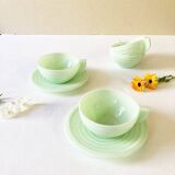 Glass cups and saucers, 1950s