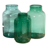 Antique green bottles (c.1920). 3-piece set #7