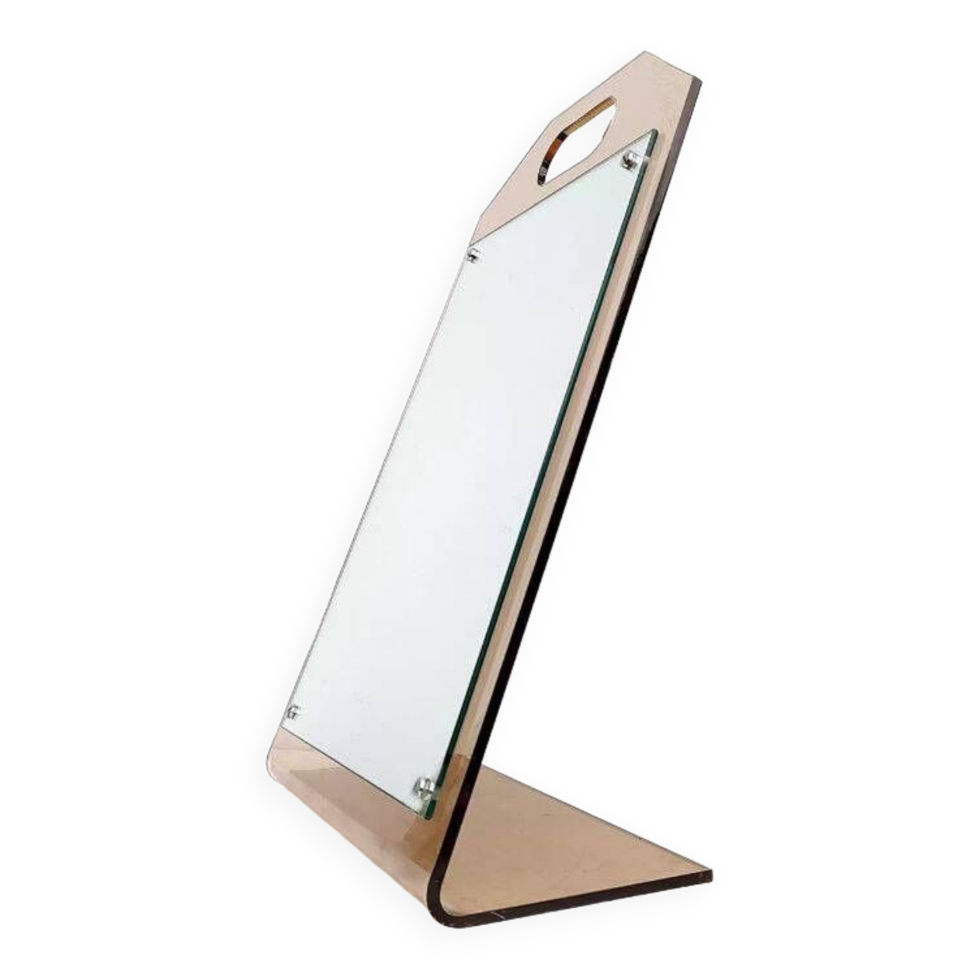 Dressing table mirror inclined plexiglass trapeze shape 70s