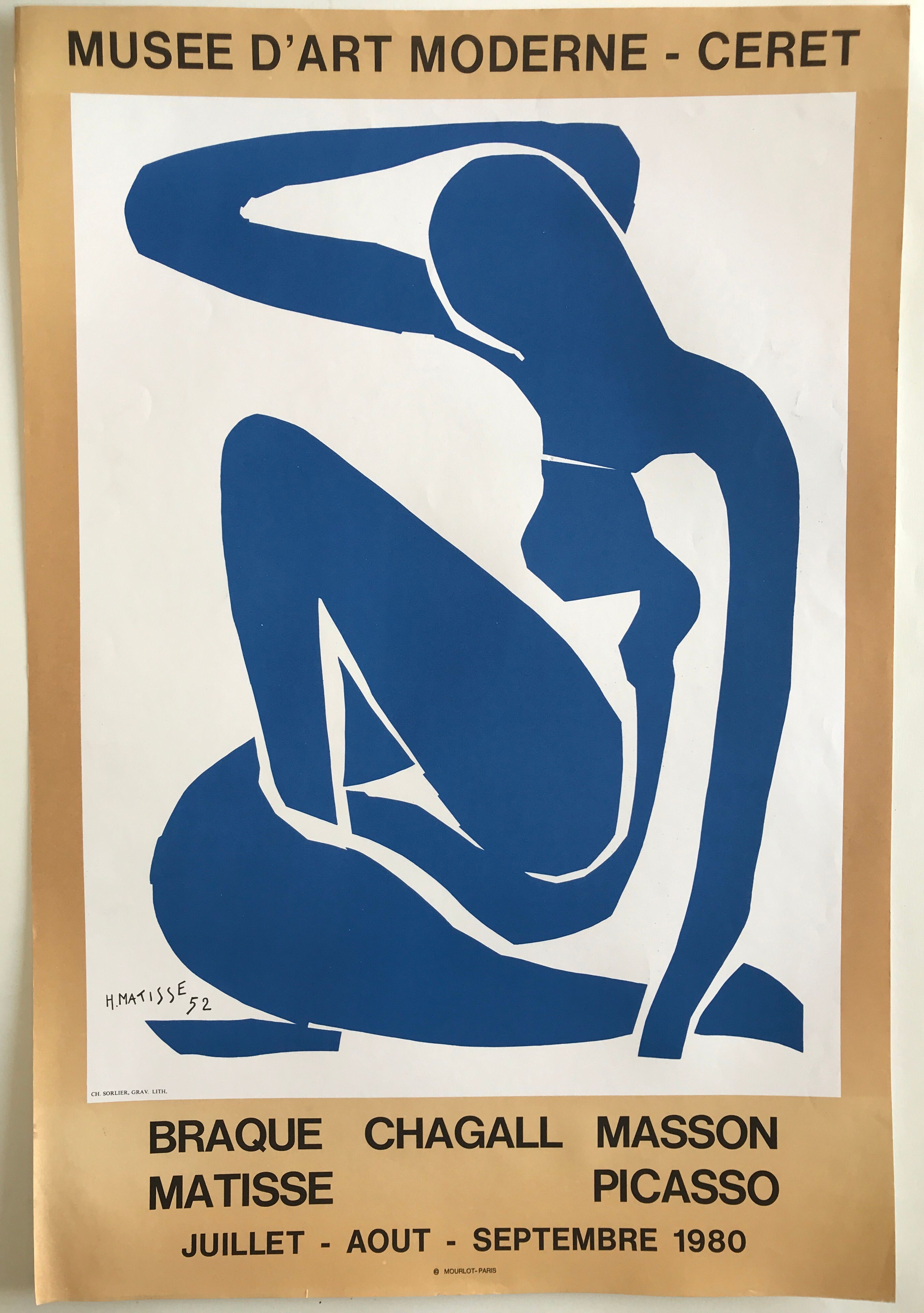 Lithographic poster after Graceful Blue Nude of 52 by MATISSE, Musée de Céret, 1980 (Mourlot)