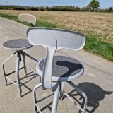 Set of 2 high workshop chairs, Nicolle model, known as whale tail