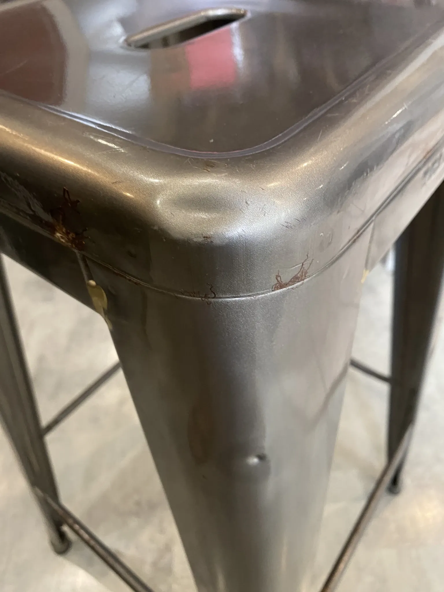 Tolix h75 industrial high bar stool, stackable, varnished metal.