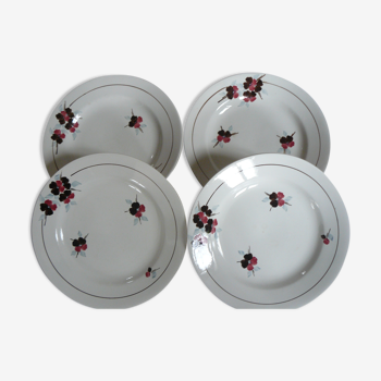 Suite de 4 assiettes plates Sarreguemines