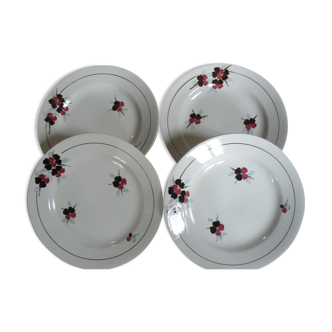 Suite de 4 assiettes plates Sarreguemines