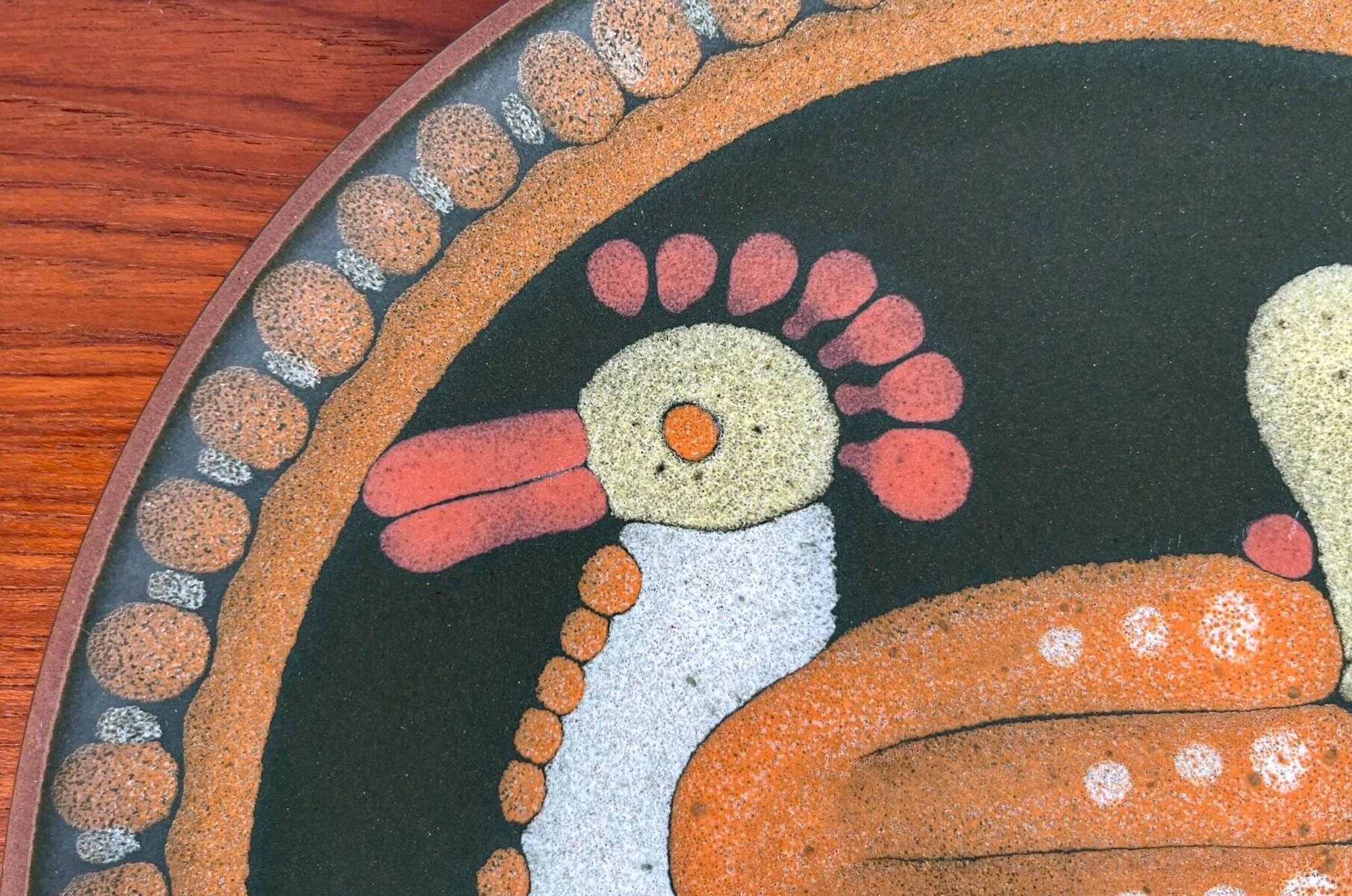 Vintage German ceramic wall plate with bird motif from Keramik Manufaktur Kupfermühle, 1970s.