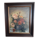 Antique oil painting depicting a bouquet of roses