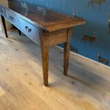 Large oak side table with 3 drawers